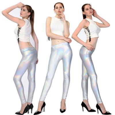 China XUYA Hot Selling Anti-Wrinkle Hot Stamping Faux Leather Multicolor Club Style Slim Leather Pants Bottoming Ladies Plus Size Trousers for sale