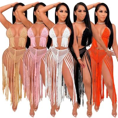 China XUYA Tassel Crochet Swimwear Ladies Beach Wear High Waisted Bikini Breathable Swimsuit for sale