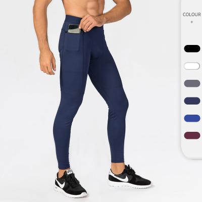 China High Elastic Mens Sports Fitness Pants Anti-Static Running Training Sweat Wicking Quick Drying Tights for sale