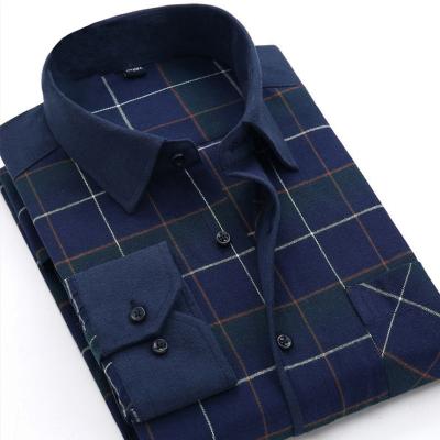 China 100% flannel shirt men's cotton dress shirt autumn and winter anti-pilling men's shirt for sale