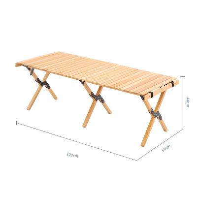 China Modern outdoor self-propelled portable table beech table egg roll table bbq folding picnic table and chair camping cottage for sale