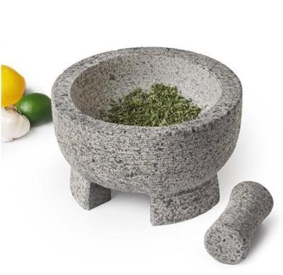 China Viable Natural Stone Herb And Spice Tool Granite Mortar And Pestle Grinding Set for sale