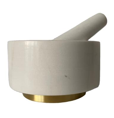 China Factory direct supplies viable marble mortar bowl and pestle for sale white herb grinder mortar and pestle for sale