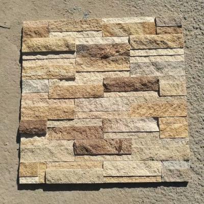 China Wholesale Eco-family Culture Stone Natural Yellow Sandstone Wall Cladding Stones for sale