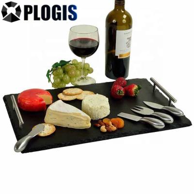 China 25*20 Amazon ebay hot sale slate plate whosale viable hot sale cheese board set for sale