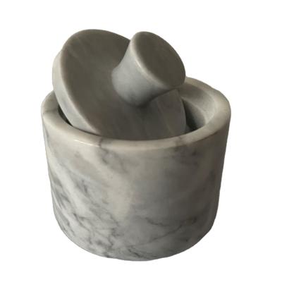 China Round 100ml Sustainable Marble Condiment Stone Spice Jar For Salt And Pepper for sale