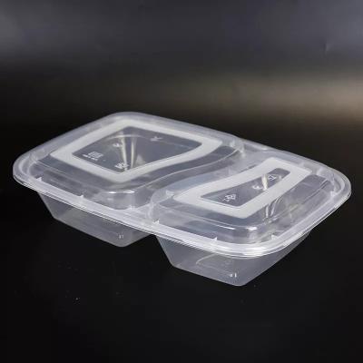 China Disposable Microwavable 2 Compartments Box Convenient Wholesale Microwavable Takeout Food Containers Lunch Box for sale