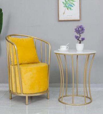 China Wholesale Cafe Modern Simple Living Room Chair Accent Metal Wire Fashion Furniture Armchair Velvet Iron Frame Commercial Leisure Sofa Chair for sale