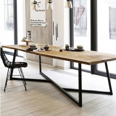 China Wholesale (Size) Solid Wood Log Dining Table Large Long Panel Fashion Office Living Room Desk Simple Industrial Adjustable Computer Desk for sale