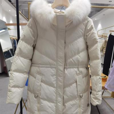 China Mao Mao Fur New Design Loose Waterproof Waist Down Fox Hooded Vintage Coats Winter Women's Fashion Coats Long Belt Warm Coat for sale