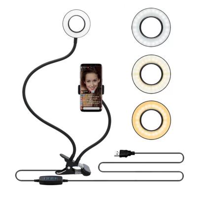 China With Hot Selling Cell Phone Holder 2 in 1 LED Selfie Ring Light Clip on Desktop Ring Light with Stand for Live Stream and Youtube for sale