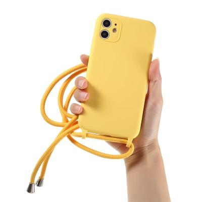 China Anti-scratch /Anti-shock /slip-proof/Anti-dust new arrival liquid silicone cell phone case with neck strap for Iphone 12 case for sale