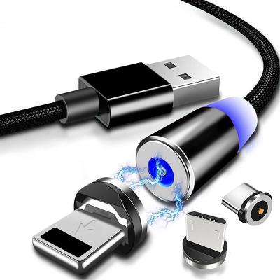 China 3A 1M Magnetic Mobile Phone USB Cable 3 In 1 USB Charging Type C Fast Charger Cable Micro USB Cable for sale