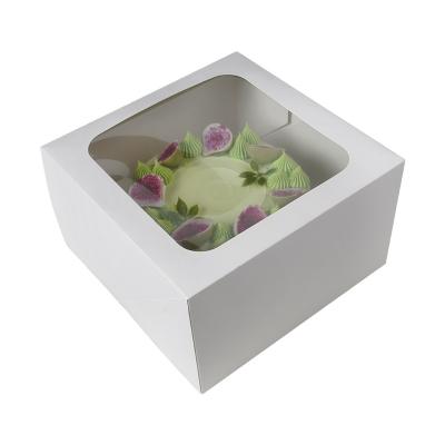 China 10 x 10 x 5 Inch Disposable Cake Bread Box Strip Window 10 Inch Round Cake Box for sale