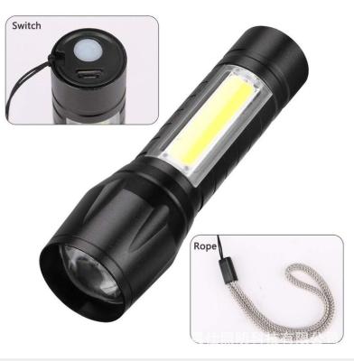 China Camping 2 In 1 Rechargeable 3W Zoom Flashlight With COB Flood Light for sale