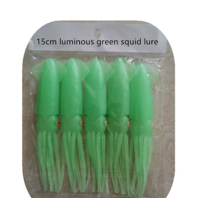 China Wholesale 15cm Green Brown Soft Bright Bright Squid Lure Fishing for sale