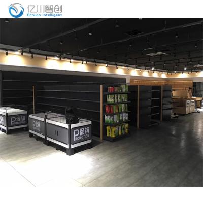 China Whole Shop Design Mini Supermarket Design Shopping Mall Display Stand Grocery Items Super Market Rack Shelves Gondola Shelving for sale