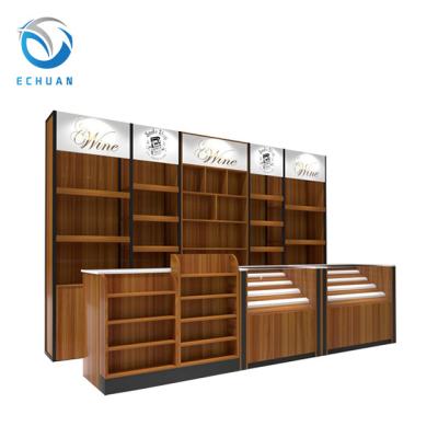 China Adjustable Shelves Supermarket Racks Shelves Wall Wooden Shelf Grocery Supplies Show Furniture Gondola Cellar No.ECHX03WW for sale