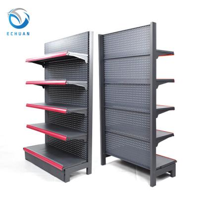 China Beauty Supply Shop Shelf Single Side Gondolas And Shelves For Grocery Metal Storage Rack Supermarket Shelving No.ECHX01BH for sale