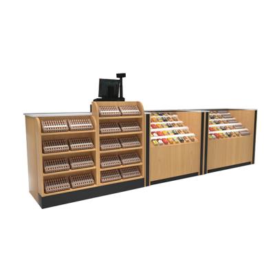 China Exclusive Cashier Desk from no. Combination Cabinet Design Supermarket Equipment Display Rack Apparel Retail Store Checkout Counter Gandola ECHX01CD for sale