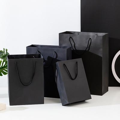 China High Quality Handmade Wholesale Black Cardboard Customization Gift Paper Bags with Logo for Makeup Tools and SKIN CARE for sale