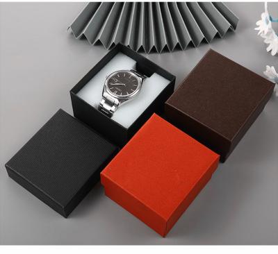 China Black Customized Luxury Handmade Cardboard Printing Watch Gift Boxes Packaging Paper Watch Boxes With Sponge Insert for sale