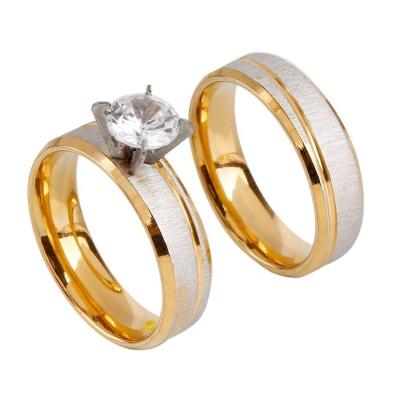 China FASHIONABLE Wholesale Gold Plated Wedding Rings Jewelry Women , Couple Ring Set for sale