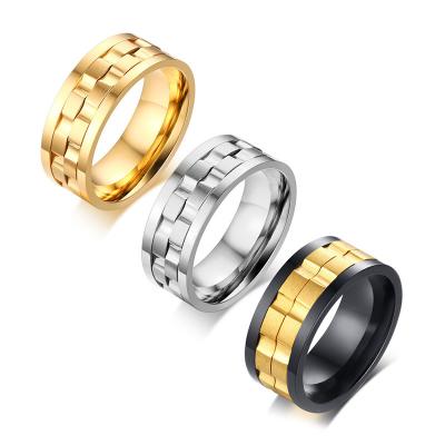 China Anniversary CLASSIC Special Fashionable Wholesale Mens Spinner Design Stainless Steel Ring Luxury Gold for sale