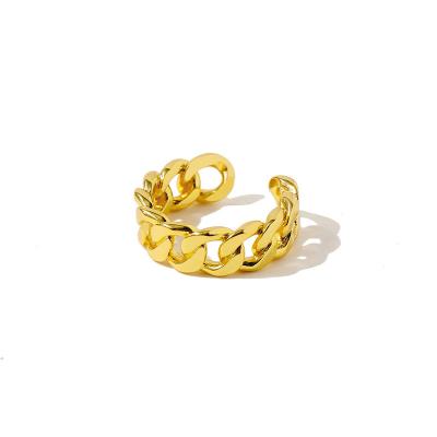 China Vintage New Arrival Design Style Chain High Quality Open Minimalist Unisex Gold Plated Adjustable Ring for sale