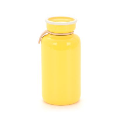 China PORTABLE 450ml Yellow Cute Kids Tea Vacuum Thermos Water Bottle Lid Cute Custom Straw for sale