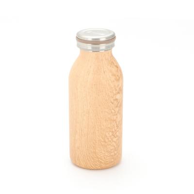 China PORTABLE Dirty Stain Wood Color Insulated Stainless Steel Water Bottle Drinking Thermo Flask for sale