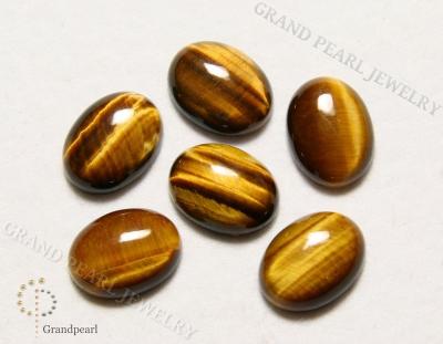 China Natural Yellow Tigereye - Gemstone Cabochons - Oval Tiger Eye 16x12mm semi-precious stone - calibrated sizes - - loose gemstones for sale