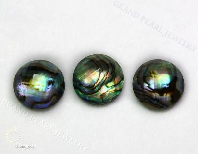 China None WIP Doublet Cabochon - faceted white crystal with Paua Shell _16mm - semi-precious stone for sale