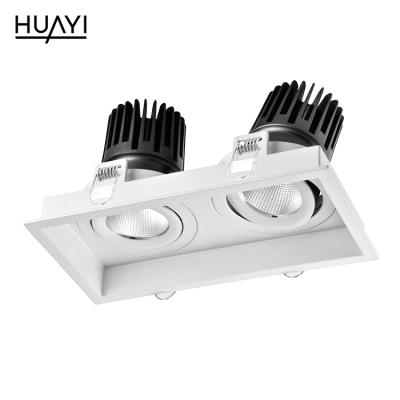 China New Model HUAYI Modern Simple Aluminum High Brightness Square Show Double 15W LED Indoor Embedded Spotlight for sale