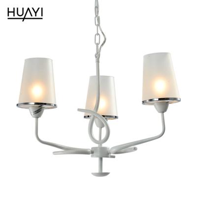 China Hot Sale HUAYI Modern Simple Metal Style Dining Room Indoor Metal Chandelier Decoration Glass Lamp for sale