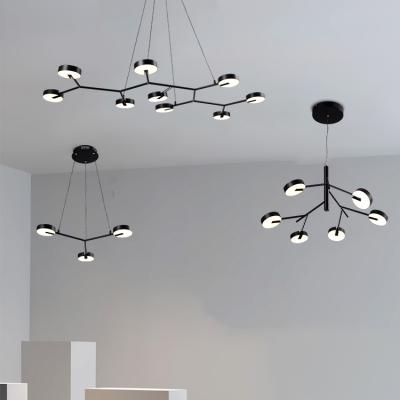 China HUAYI New Design Living Room Dining Room Modern Home LED Pendant Light Acrylic Modern Chandelier for sale