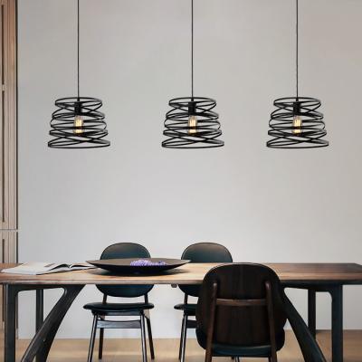 China High Quality Stylish Living Room Bedroom HUAYI Matte Black Modern Iron Mesh Indoor Decoration Hanging LED Pendant Light for sale