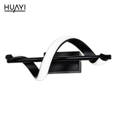 China HUAYI New Pattern Modern Villa Nordic Style Home Decoration Corridor Matte Black LED Indoor Wall Lamp for sale