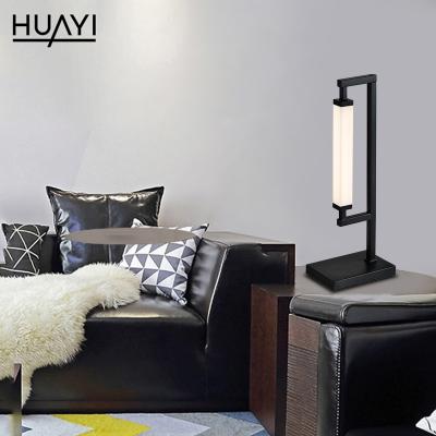 China HUAYI New Model Modern Style Bedroom Office Decoration Black Iron Aluminum LED Table Lamp for sale