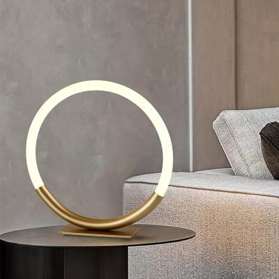 China HUAYI Newest Arrival Modern Style Ring 8W 10W Western Postmodern Indoor Living Room Bar Home Use LED Desk Table Lamp for sale