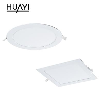 China HUAYI Modern Wholesale Square 3w 6w 12w 18w 24w Hotel Office Round Indoor Ceiling Recessed LED Panel Light for sale