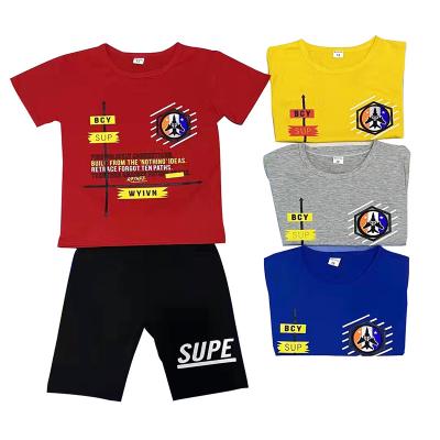 China Manufacturer Casual Summer Boys Casual Clothing Sets Solid Boys Sport Package Letter Boys Clothing Two Piece Set for sale