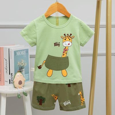 China QUICK DRY Children's Clothing Set Summer Boys Comfortable 100% Cotton Children's Pajamas Two-Piece Suit for sale