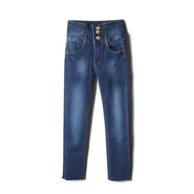 China Hot Sale QUICK DRY Fashion Wais Denim Pants Kids Blue Straight Pants Top for sale