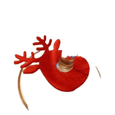 China Cloth red elk Felt wine glass ornament; for sale