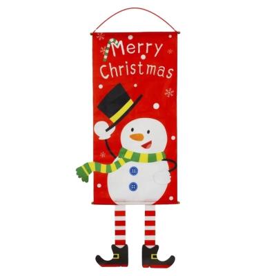 China Cloth happy snow man Section decoration hanging picture cloth door hanging for sale