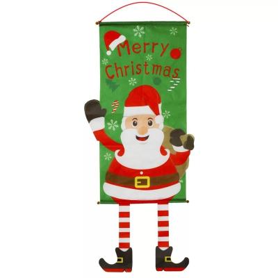 China Cloth ho ho ho  santa claus Section decoration hanging picture cloth door hanging for sale