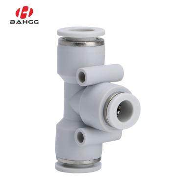 China Building Material Shops Bahoo PEG 3 Tip Air Flow Speed ​​Control Air Hoses Big One Small Way T Type One Pneumatic Tip Quickly Connect Pneumatic Fittings for sale