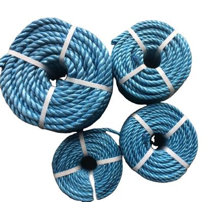 China Blue pp 3 strand rope, pp splitfilm net rope for sale