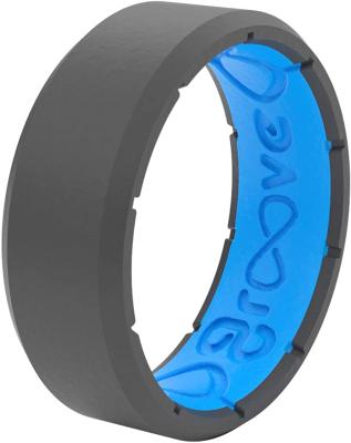 China Environmental Friendly Comfort Fit Wedding Band Ring Unique Design Mens Silicon Silicone Wedding Ring Edge Original for sale